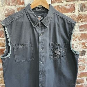 Harley Davidson motorcycles sleeveless button down vest